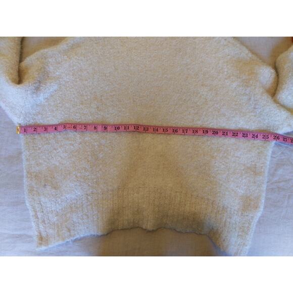 Zara Cream Fuzzy Turtleneck Sweater Colorblock Purple Orange Cuff Oversize Small - Picture 6 of 11